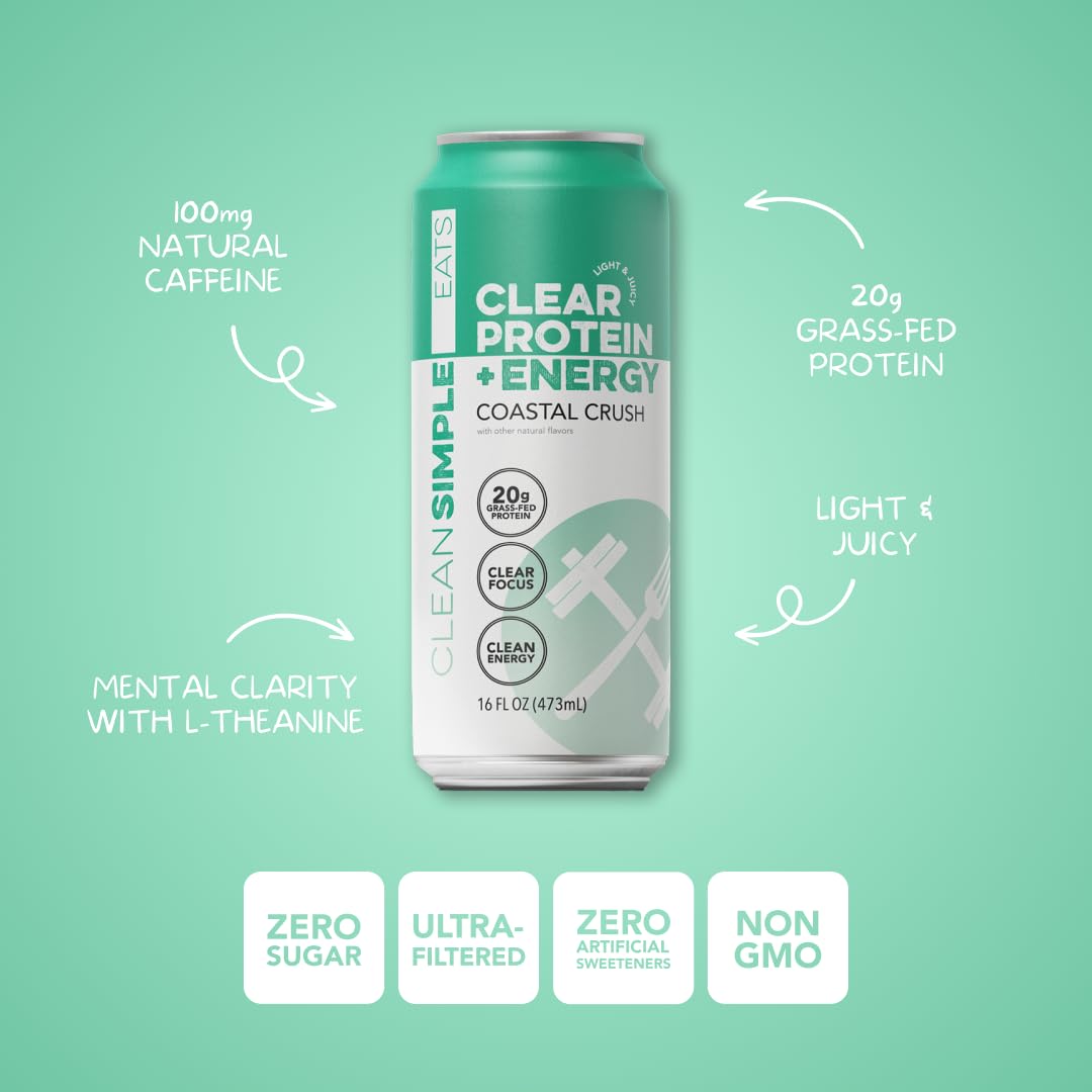 Clear Protein + Energy Coastal Crush 16 oz Can - 12 Pack