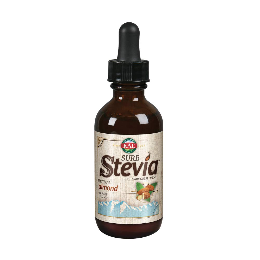 KAL Sure Stevia Drops, Natural Almond Flavor, Low Carb, Zero Calorie Sweetener, Keto Friendly, Great Tasting Liquid Stevia, Low 