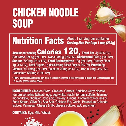 Raos Homemade Chicken Noodle Soup, 16oz, Real Vegetables, Traditional Italian Heat and Serve Soup
