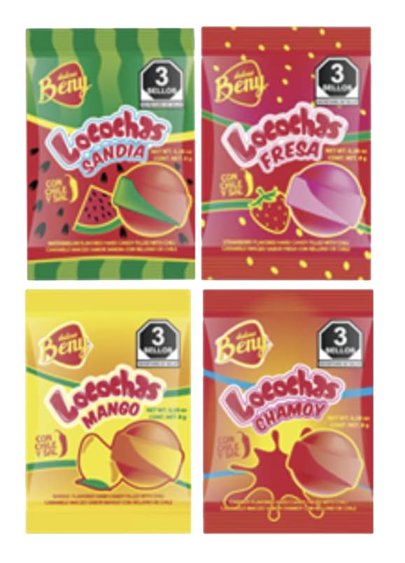 B E N Y LocoChas Hard Candy with Chili Powder Center, 5.1oz, 18pcs (Mix)