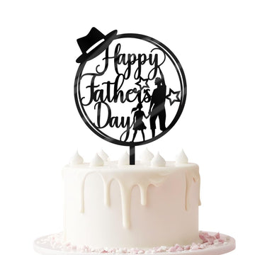 Keoysek Black Acrylic Dad Happy Birthday Cake Topper Father's Day Birthday Party Decorations Supplies Decorations