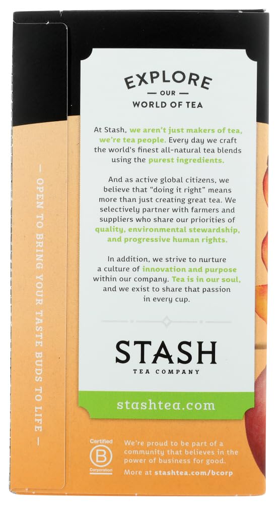 Stash Tea Premium Ginger Peach Green Tea with Matcha, 18 Tea Bags, 1.2 oz (36 g) - 2 Pack