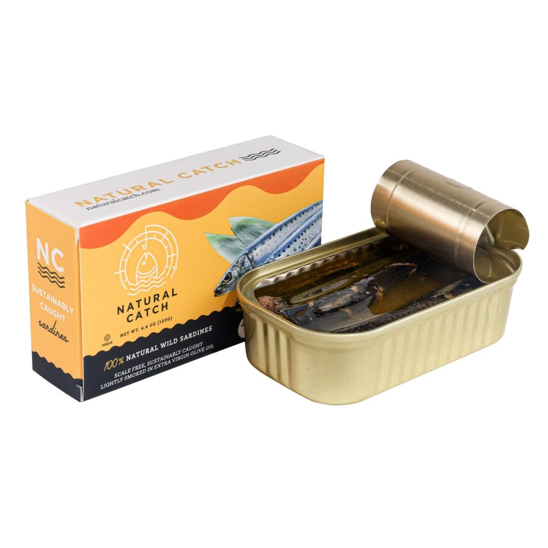 Natural Catch Wild Sardines in Organic Extra Virgin Olive Oil, 4.4 oz Can, Pack of 12
