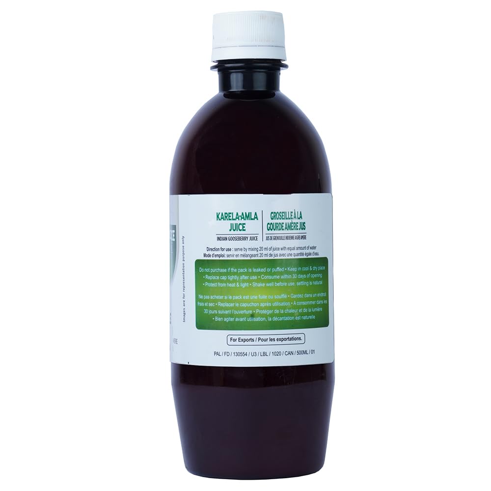 Patanjali Karela Amla Juice - 500ml (16.1 Fl Oz) - Natural Juice, Pack of 1