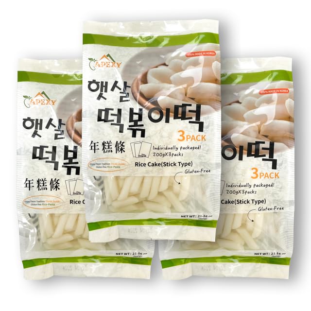 APEXY Korean Rice Cake Tteokbokkik, Chewy Snack, Vegan, Gluten-Free, 21.16 oz (Pack of 3)