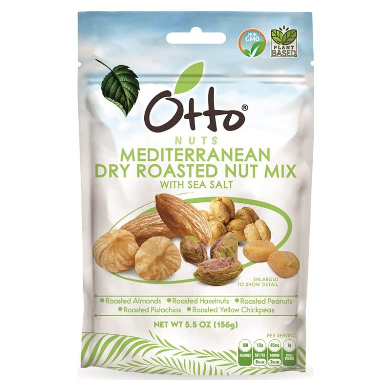 Otto Nuts - Mediterranean Dry Roasted Nut Mix with Sea Salt, Non-GMO Naturally Vegan Snack, Mixed Nuts | 5.5 OZ with Resealable 