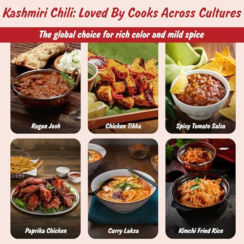 Spice Profile USDA Organic Low Heat Kashmiri Chili Powder  4 oz  Lab Tested for Heavy Metals  Milder than Deggi Mirch Chilli  Chile rojo de Cachemira en polvo
