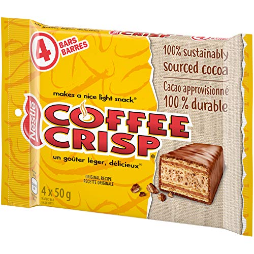 Canada Candy Coffee Crisp Chocolate Bar 4 X 50Gram Bars. Imported From Canada. (Basic)