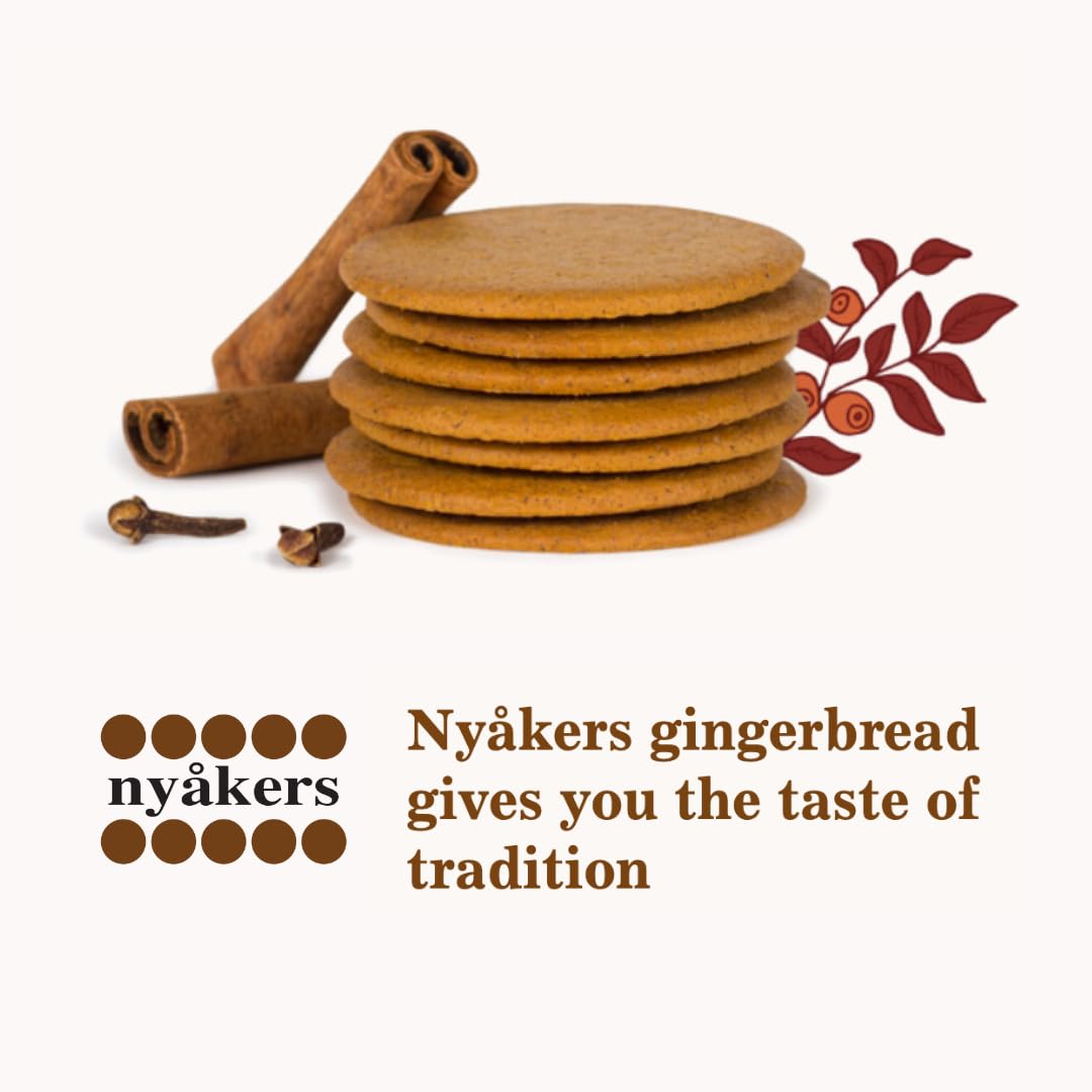 Nyakers Swedish Original Ginger Snaps Cookies 26.4 Oz. Gingersnaps in Botanical Mail Safe Tin - Gifts for Christmas, Birthday, o