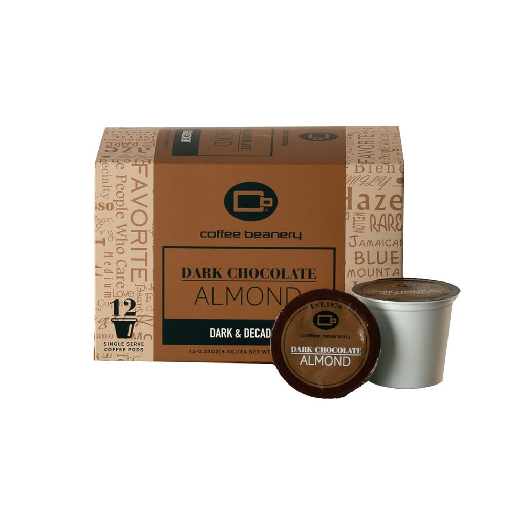 Coffee Beanery Dark Chocolate Almond Coffee Pods, Medium Roast, 12 Count Pack