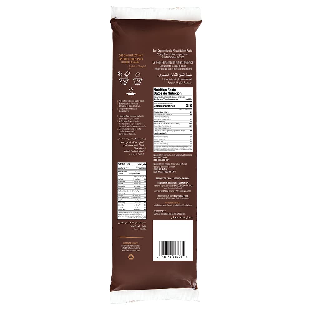 Mantova Italian Organic Linguine Whole Wheat Pasta, 1-Pound Bags (Pack Of 6)