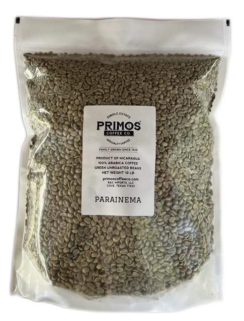 Primos Coffee Co. Unroasted Green Coffee Beans, Specialty Grade, Single Origin, 10 Lb, Nicaraguan Estate, Parainema Varietal