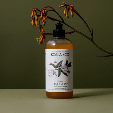 Koala Eco Natural Dish Soap - Plant-Based, Eco-Friendly - with Australian Lemon Myrtle & Mandarin Essential Oil - DSH - 16oz