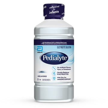 Pedialyte Electrolyte Solution, Unflavored, Hydration Drink, 33.8 Fl Oz. (Pack Of 4)