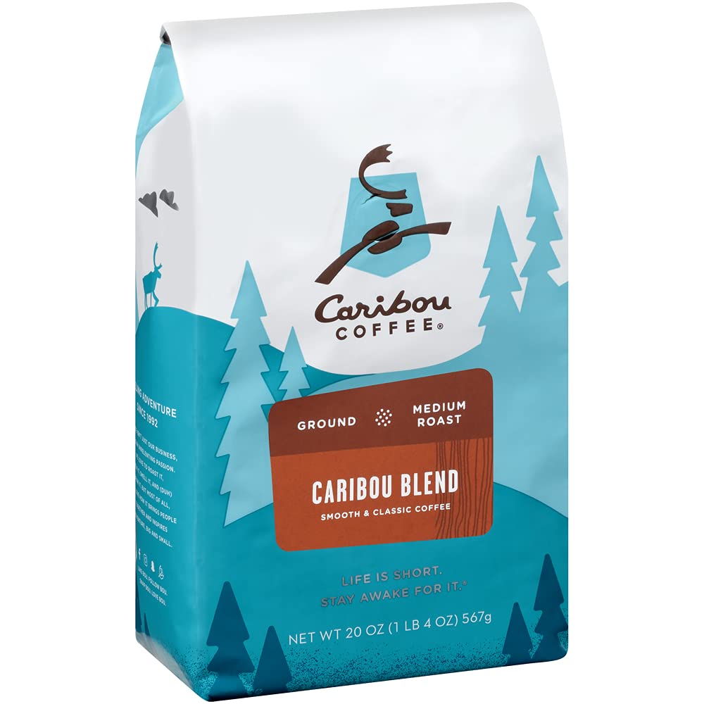 Caribou Coffee, Medium Roast Ground Coffee - Caribou Blend 20 Ounce Bag - Packaging May Vary