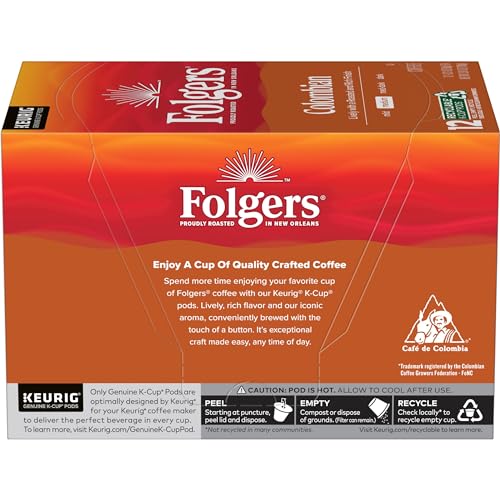 Folgers Colombian Medium Roast Coffee, 72 Keurig K-Cup Pods