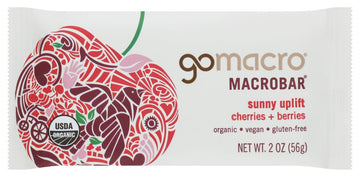 Go Macro Organic Sunny Uplift Cherries And Berries Macrobar, 2 Ounce - 12 Per Case.
