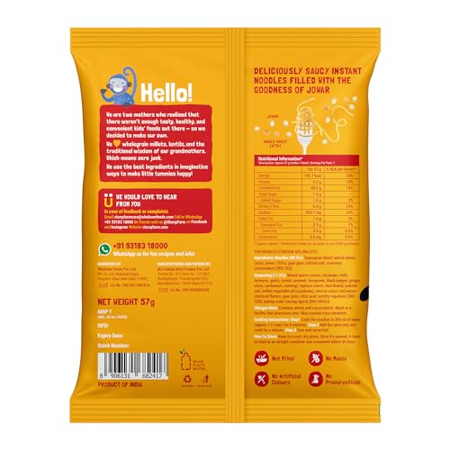 Slurrp Farm No Maida, No Msg Instant Noodles | Magic Masala | Not Fried, Millet Noodles, 6 X 57 G