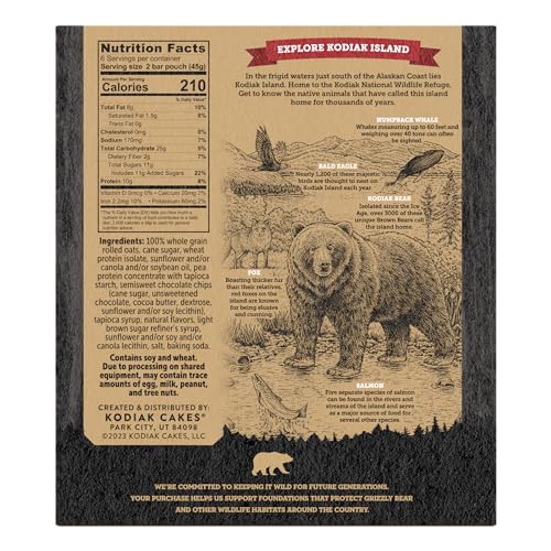 Kodiak Cakes Crunchy Granola Protien Snack Bars, Chocolate Chip, High Protein, 100% Whole Grains, 12 boxes with 6 pouches (144 b