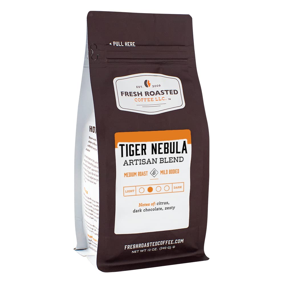 Fresh Roasted Coffee, Tiger Nebula, 12 Oz, Medium Roast, Kosher, Whole Bean