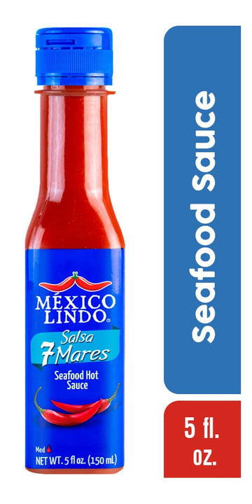 Mexico Lindo 7 Mares Hot Sauce | Perfect For Fish & Seafood | 10,800 Scoville Level | Spicy Flavor | 5 Fl Oz Bottles (Pack Of 12)
