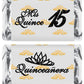 Mis Quince Miniature Candy Bar Wrapper, Quinceanera Mini Chocolate Bar Stickers For 15 Birthday Party, Table Top Event Decoratio