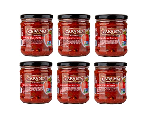 CARA MIA Italian Style Tomato Bruschetta 6 Glass Jars Net Wt. 14.8 oz. 420g. each