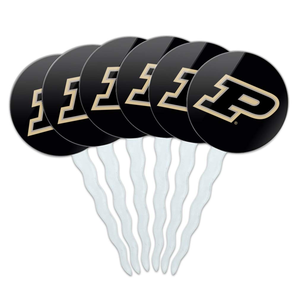 Graphics & More Purdue Boilermakers Logo Cupcake Picks Toppers Decoration Set Of 6