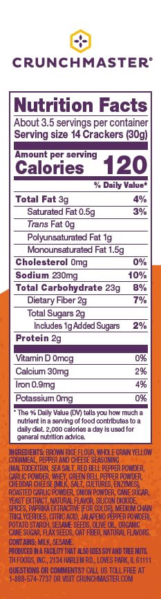 Crunchmaster Gluten-Free Multi-Grain Pimento Cheese Crackers, 3.54 oz. Bag in Box (Pack of 6)