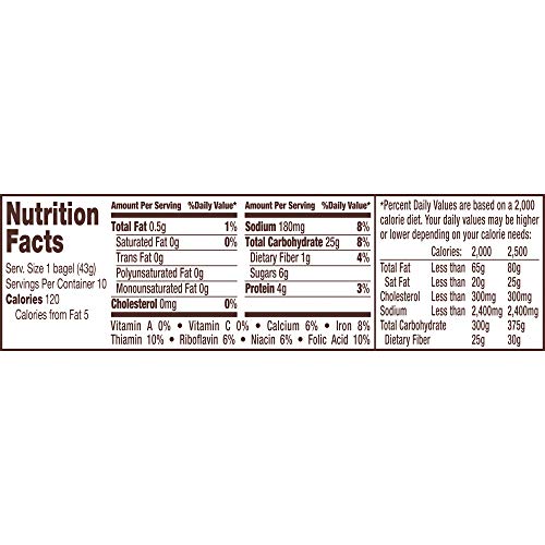 Thomas Cinnamon Raisin Mini Bagels, 10 Pre Sliced Mini Bagels with No High Fructose Corn Syrup, 15 Oz Bag