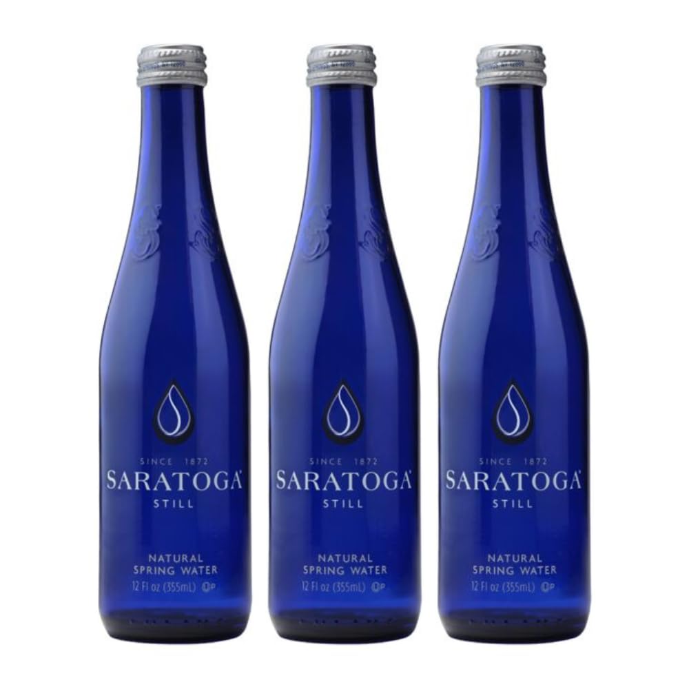 Snack Mass Saratoga Still Natural Spring Water, 12oz Glass Bottles, 3 Pack