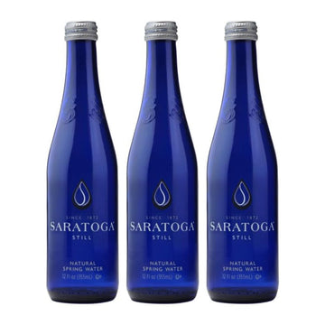 Snack Mass Saratoga Still Natural Spring Water, 12oz Glass Bottles, 3 Pack