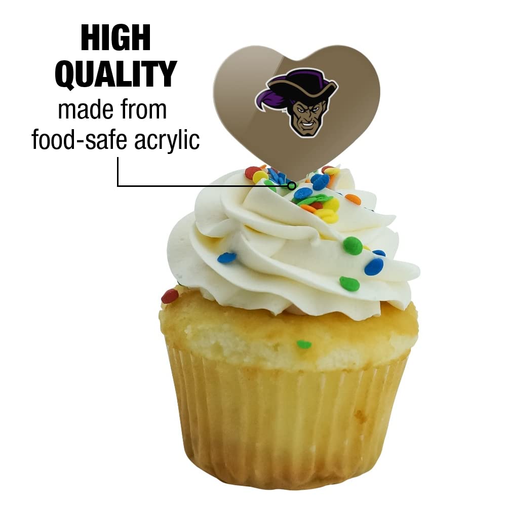 GRAPHICS & MORE Cupcake Picks Set of 6, Acrylic, Whittier College Secondary Logo Heart Design