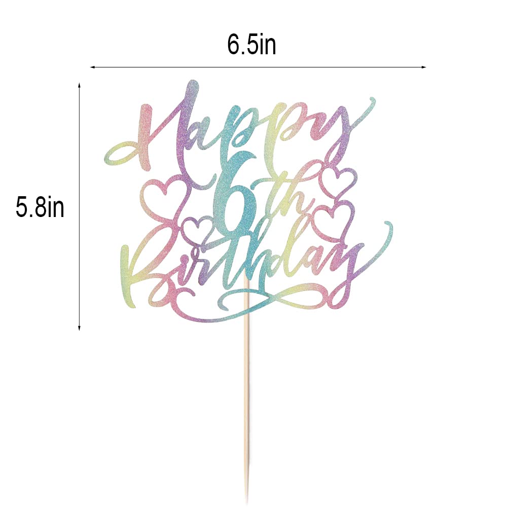 Color Flash Happy 6Th Birthday Cake Topper Boys And Girls Happy Birthday Cake Topper Children'S Party Cake Decorations