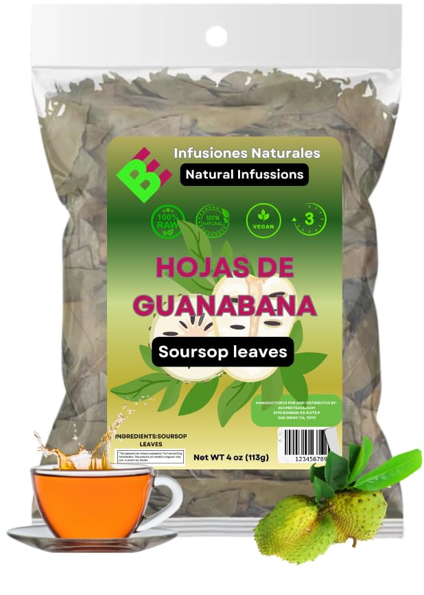 B-Experts Soursop Leaves Tea – 100% Natural, Vegan, Non-GMO – Jumbo 4 oz – Caffeine-Free Herbal Tea – Makes 30+ Cups