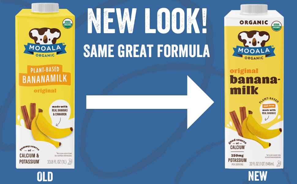 Mooala - Organic Original Bananamilk, 32 oz (Pack of 6) - Shelf-Stable, Non-Dairy, Nut-Free, Gluten-Free, Plant-Based Beverage