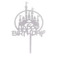 Castle Happy Birthday Cake Topper, Princess Prince Birthday Cake Toppers, First Birthday Party Decorations (Silver Glitter)