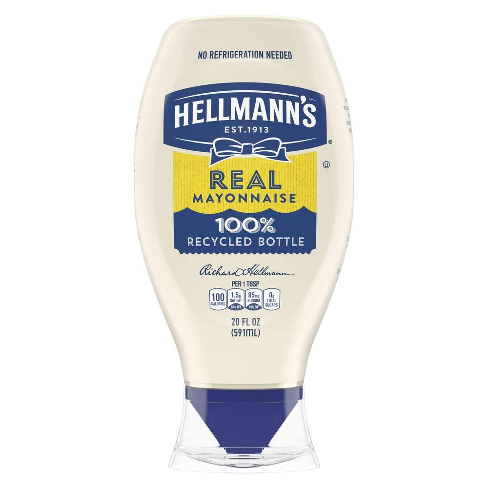 Hellmann's Real Mayonnaise Squeeze Bottle Made from 100% Recycled Plastic, No-Mess Cap, Condiment for Sandwiches, Salads, Mayo M