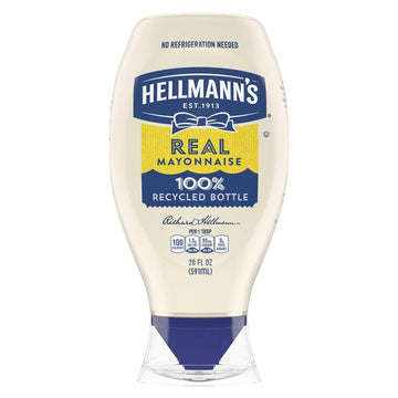 Hellmann's Real Mayonnaise Squeeze Bottle Made from 100% Recycled Plastic, No-Mess Cap, Condiment for Sandwiches, Salads, Mayo M