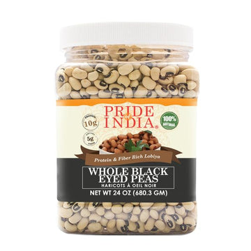 Pride Of India - Pack Of 6 - Indian Whole Black Eyed Peas - Protein & Fiber Rich Lobiya, 1.5 Pound Jar