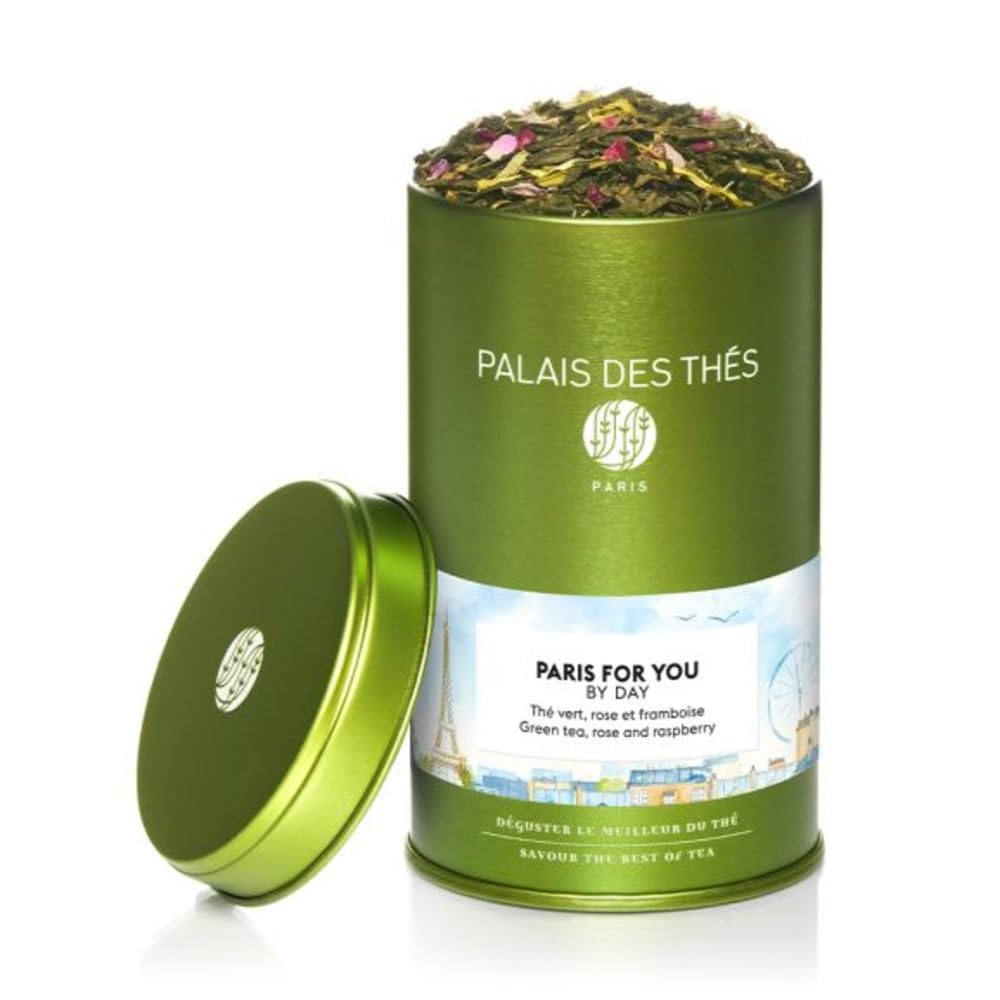 Palais des Thés Green Tea - Paris For You By Day, Rose & Raspberry, Premium Loose Leaf, 3.5oz Tin, Serves 20-25 Cups