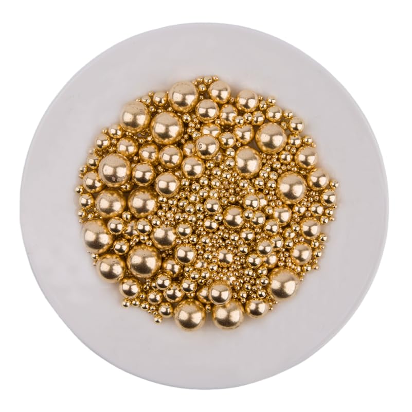 Edible Bright Gold Sugar Pearls Candy Sprinkles 120G/ 4.23Ounce Baking Cake Sprinkles Cupcake and Cake Topper Cookie Decorations