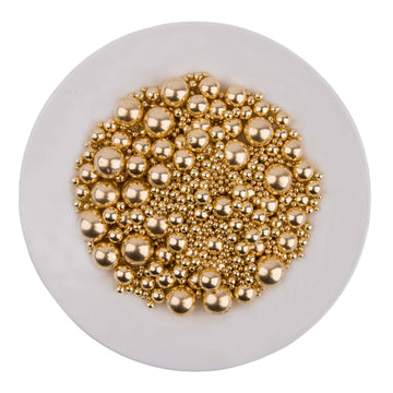 Edible Bright Gold Sugar Pearls Candy Sprinkles 120G/ 4.23Ounce Baking Cake Sprinkles Cupcake and Cake Topper Cookie Decorations