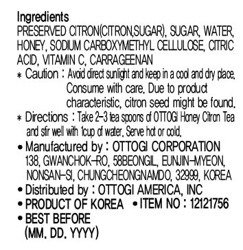 [Ottogi] Honey Citron Tea, Soothing Korean Tea 35 Ounces