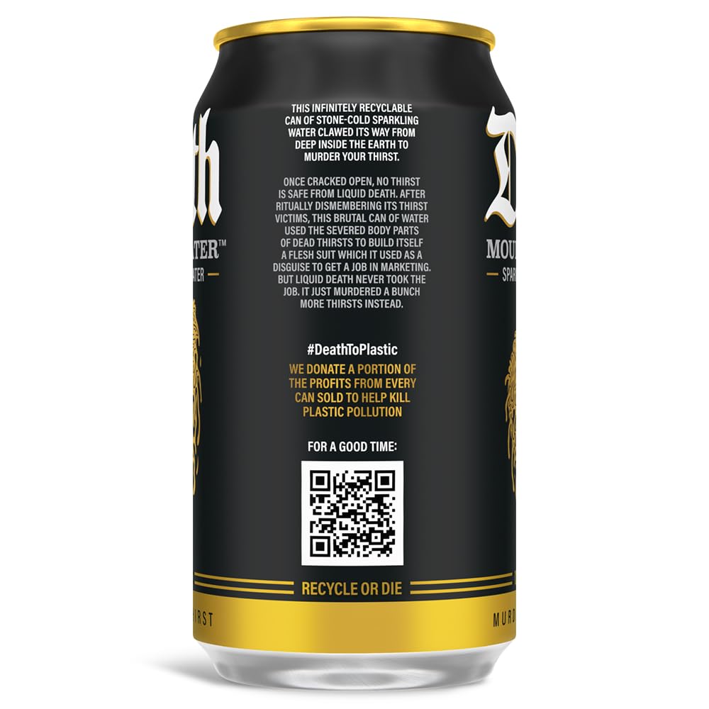 Liquid Death Sparkling Mountain Water 18-Pack, 12oz Cans, 100% American Made