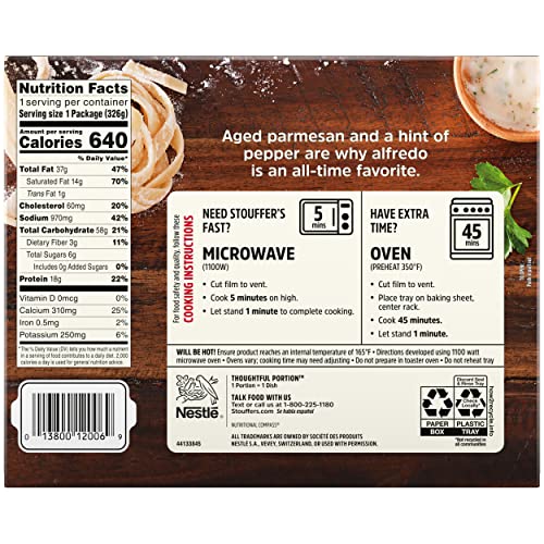 Stouffers Fettuccini Alfredo Frozen Meal