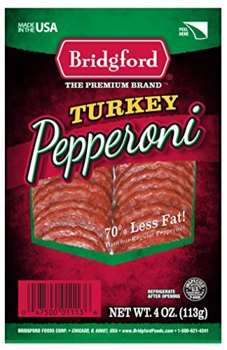 Bridgford Sliced Turkey Pepperoni - 4 oz Pack of 3 - Protein-Rich Smoked Slices for Pizza and Sandwiches