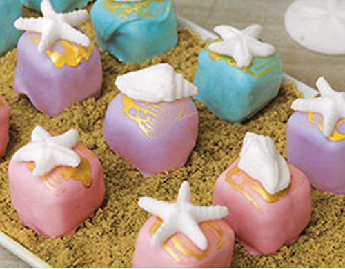 CakeSupplyShop 24pk Edible White Seashells & Starfish Sugar Decorations for Cakes, Cupcakes, & Cake Pops - 49 Piece Set