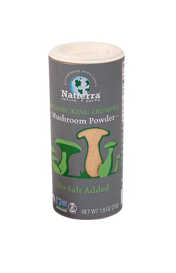 Natierra Organic King Trumpet Mushroom Powder - No Salt Added Seasoning - 1.8 Ounce,1 Pack