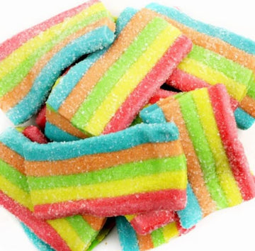 Sour Gummy Belts Candy (Sour Pastel Rainbow Mini Bites, 2 Pound)